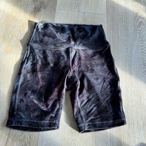 Lululemon Velour Purple Tie Dye Biker Shorts